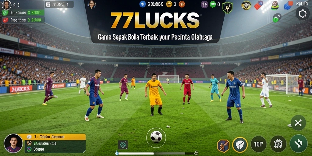 Screenshot gameplay 77LUCKS menampilkan pertandingan sepak bola yang mendebarkan.