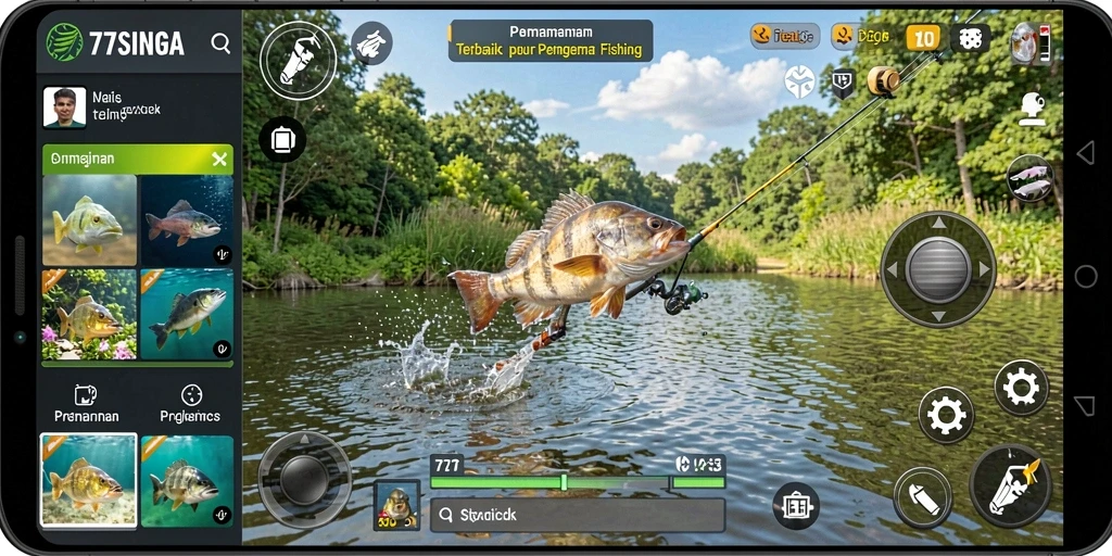 Tangkapan hebat dalam aktivitas gameplay Fishing di 77SINGA.