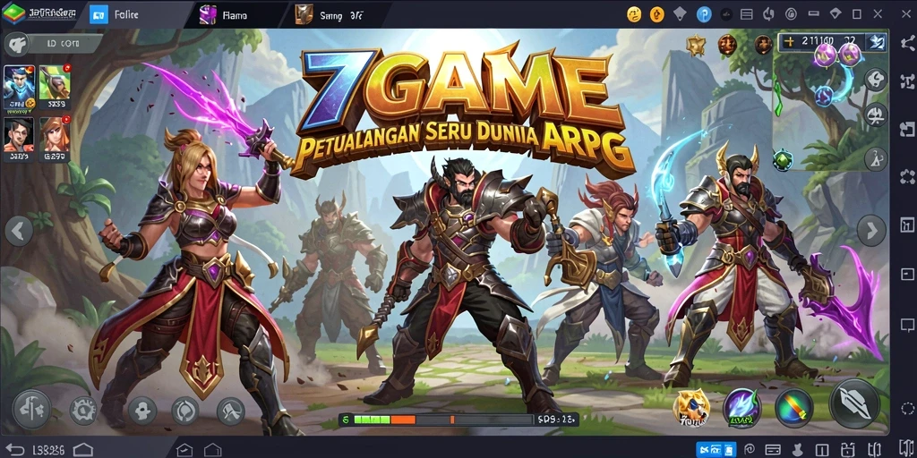 Screenshot gameplay seru dari 7GAME yang menunjukkan aksi petualangan ARPG.