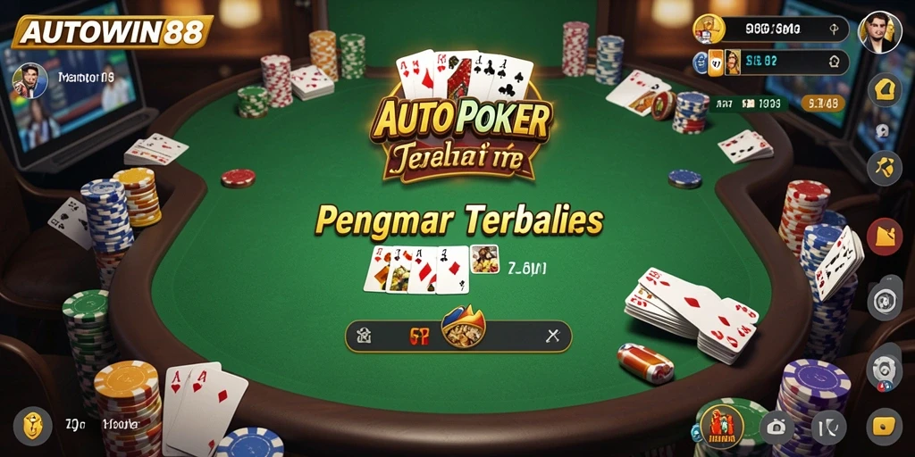 Tampilan screenshot utama AUTOWIN88 menampilkan pemain Poker yang serius.