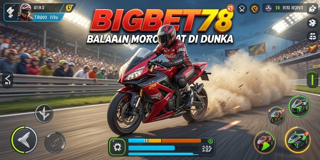 Tampilan gameplay balapan motor yang mendebarkan di BIGBET78.