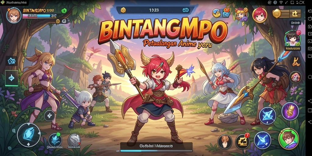 Screenshot utama BINTANGMPO menampilkan aksi seru karakter anime.