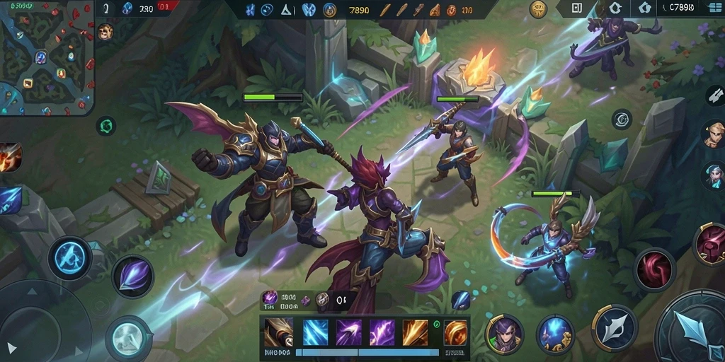 Screenshot gameplay C7890 menampilkan pertarungan tim yang seru.