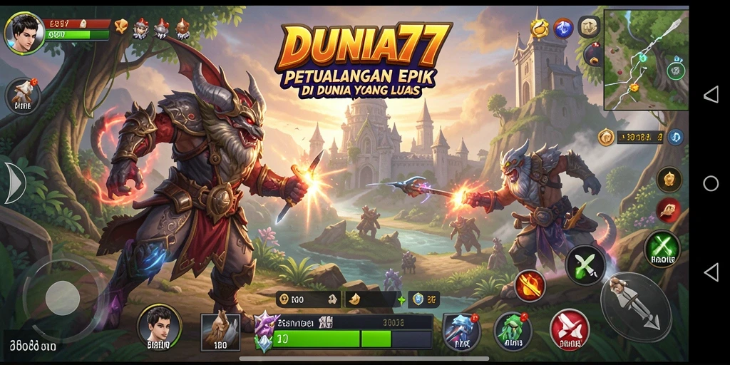 Screenshot DUNIA77 menunjukkan momen epic dalam petualangan yang seru.