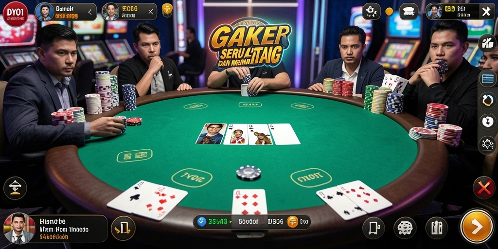 Tampilan gameplay DYO1 yang menarik dalam permainan Poker.