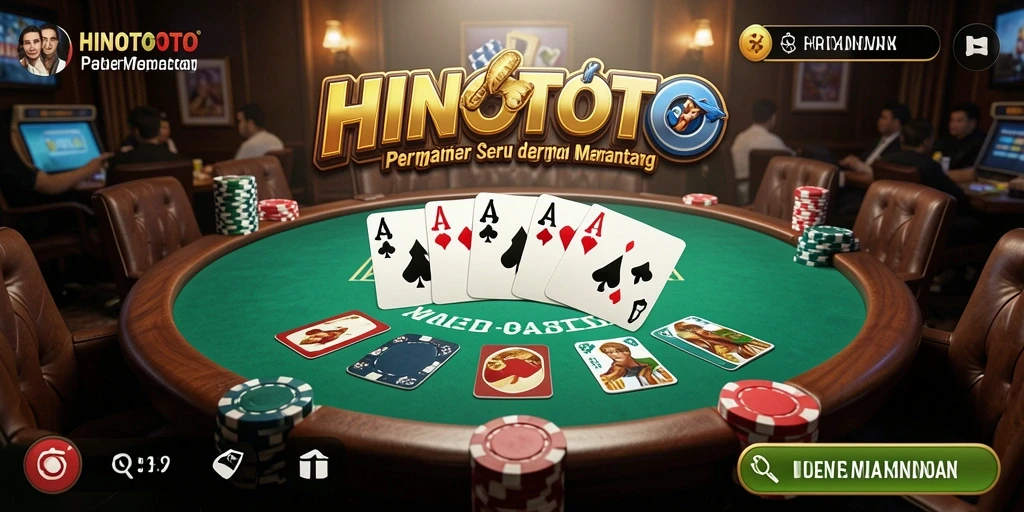 Screenshot HINOTOTO menunjukkan gameplay poker yang seru dan interaktif.