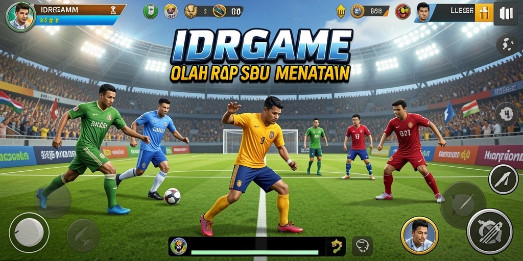 Menampilkan gameplay seru dan dinamis dari IDRGAME di lapangan olahraga.