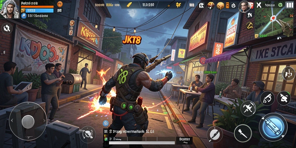 Screenshot utama JKT8 menampilkan gameplay strategi yang seru.