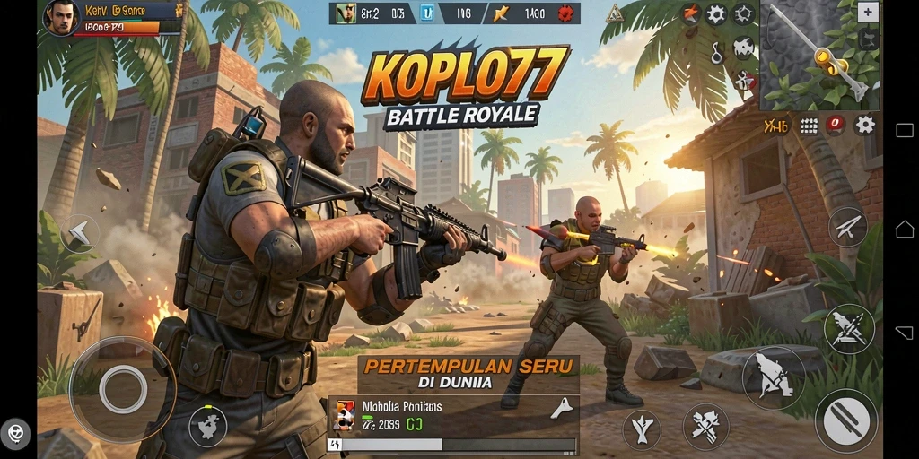 Tangkapan layar gameplay KOPLO77 yang intens dan mendebarkan di medan perang Battle Royale.