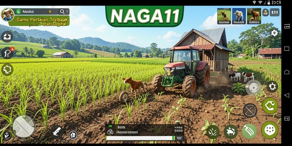 Tampilan gameplay <strong>NAGA11</strong> yang menakjubkan dengan aktivitas bertani.