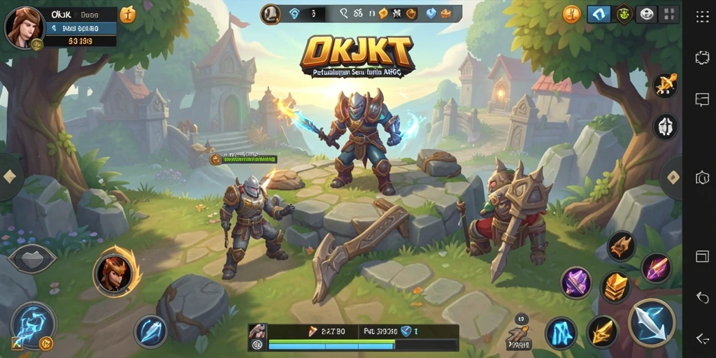 Tampilan gameplay dinamis OKJKT dalam dunia ARPG yang memukau.