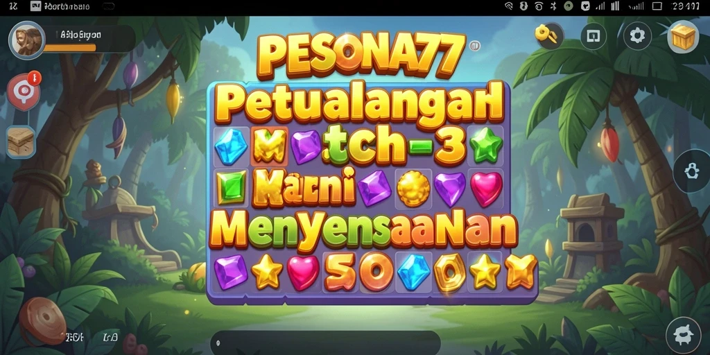 Tampilan gameplay PESONA77 yang ceria dan penuh warna.