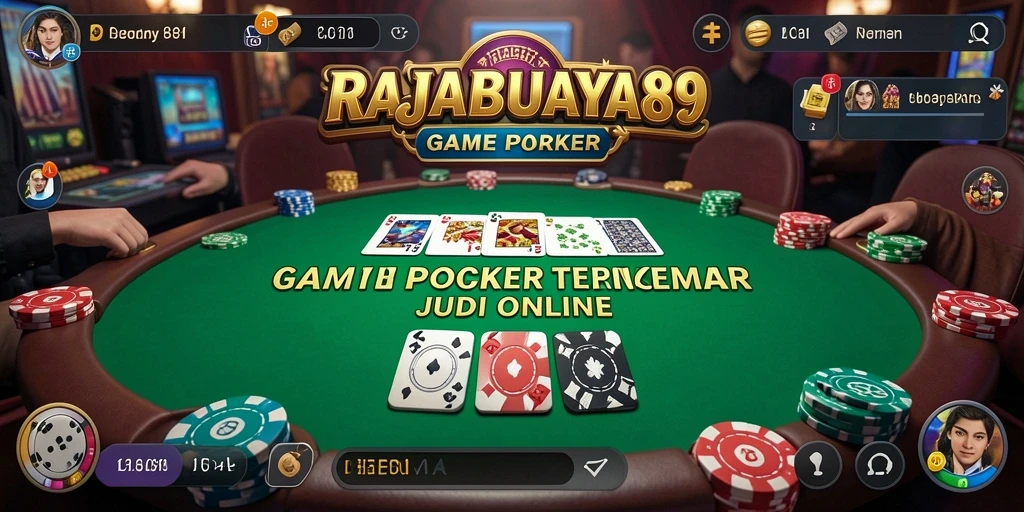 Tangkapan layar gameplay RAJABUAYA89 menunjukkan suasana permainan poker yang mendebarkan.
