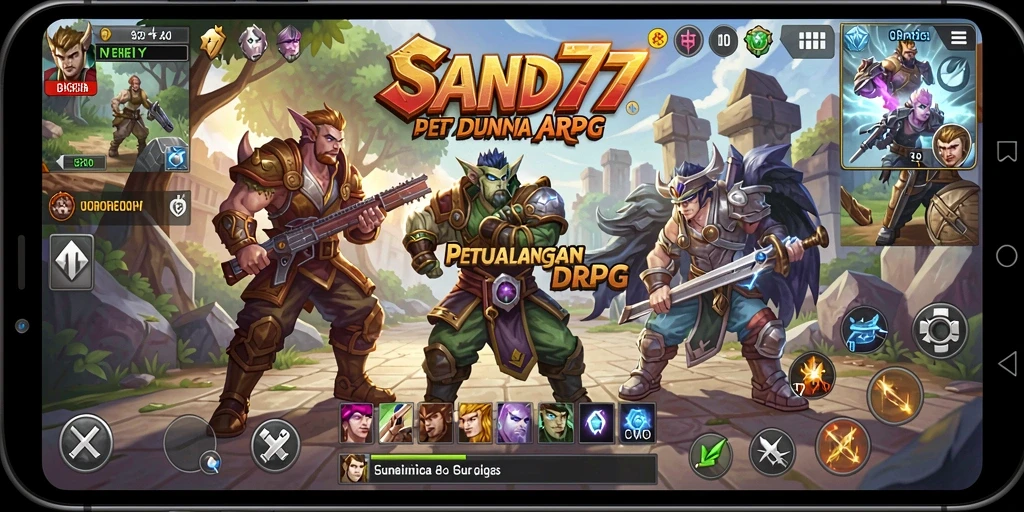 Tampilan aksi seru dalam gameplay SAND77 yang menegangkan.