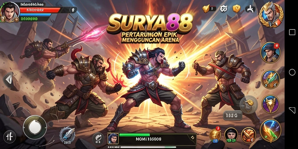 Tampilan gameplay menarik dari SURYA88 dengan karakter-karakter Fighting.