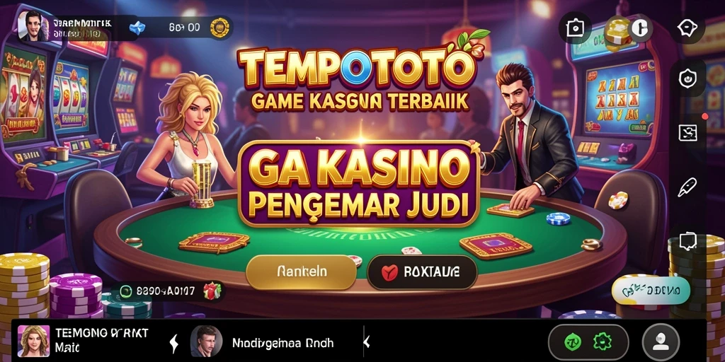 Screenshot gameplay TEMPOTOTO menampilkan suasana kasino yang mengesankan.