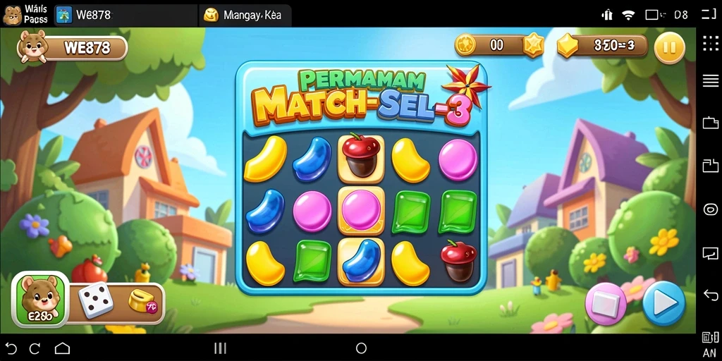 Tampilan gameplay WE878 dengan elemen Match-3 yang memukau.